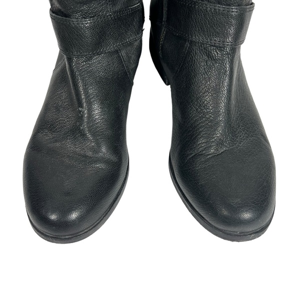 EILEEN FISHER Black Leather Moto Boots with Straps and Side Zips Size 7 - Picture 6 of 9
